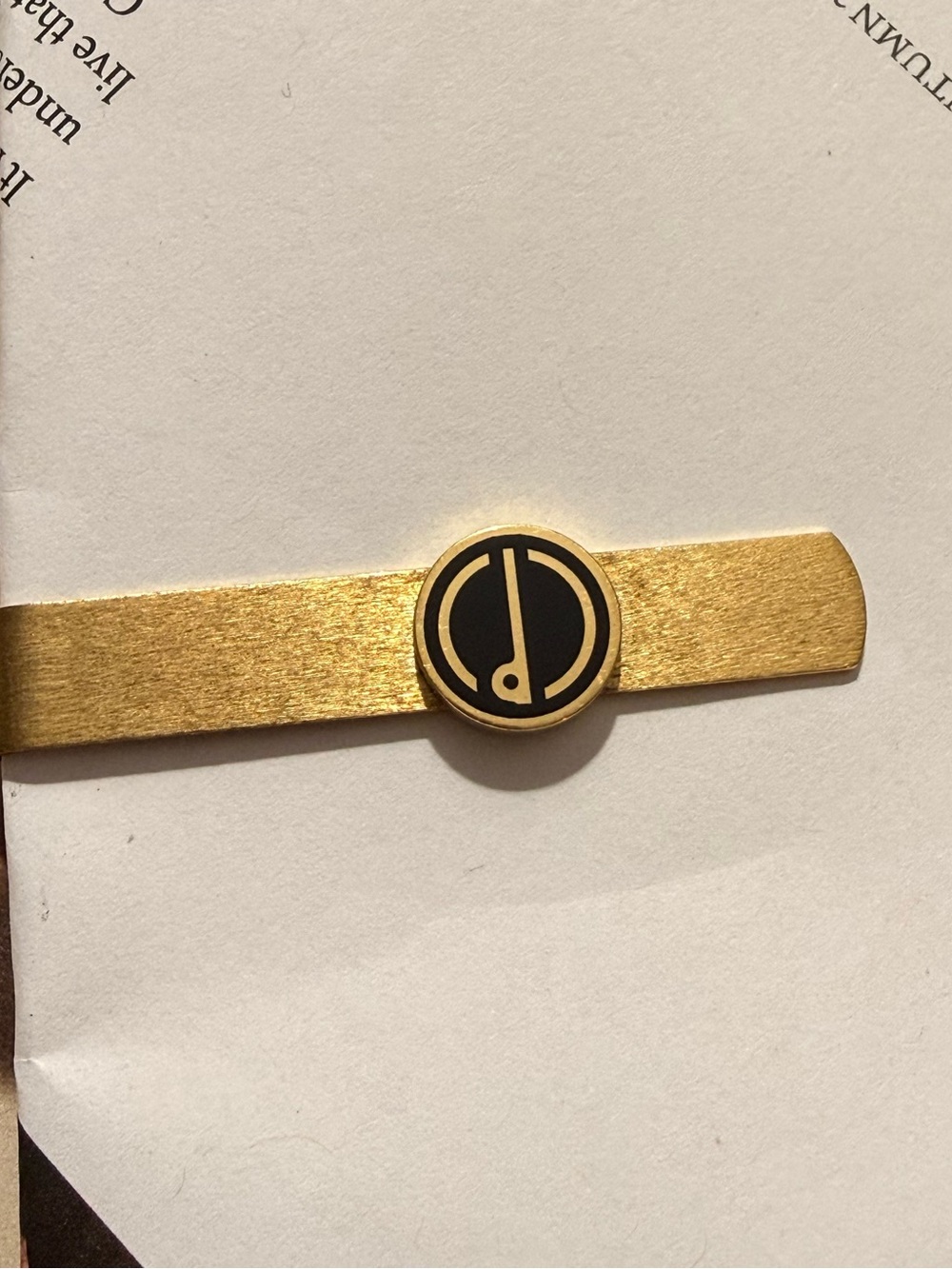 Dunhill Gold Tone Money Clip with Black Enamel Emblem No box